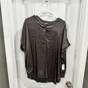 NWT Old Navy XXL Sheer Black Button-Front Blouse